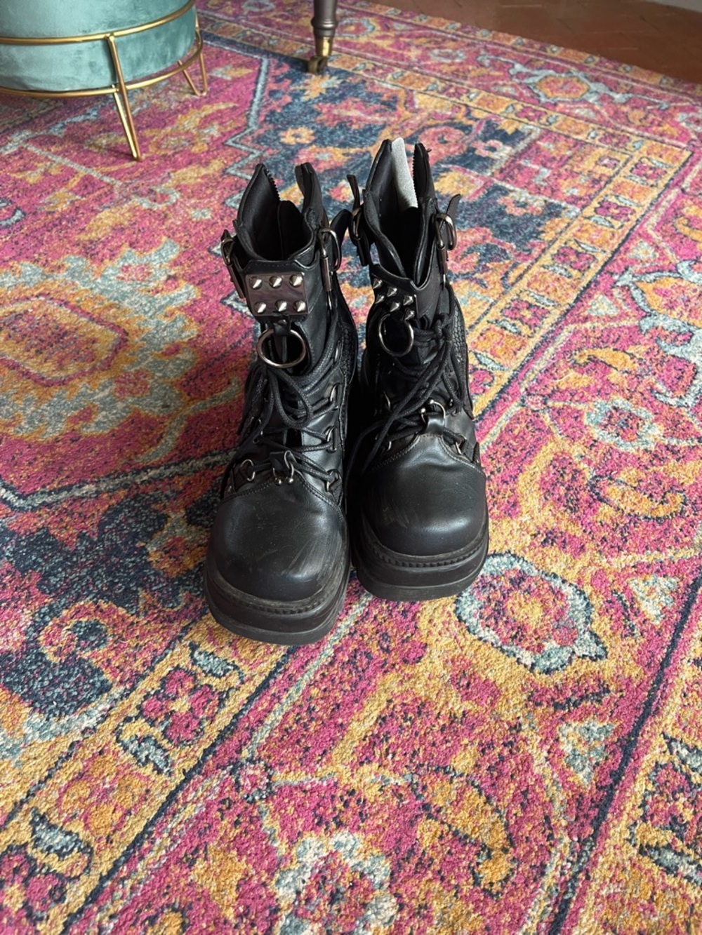 Demonia Black Platform Combat Boots